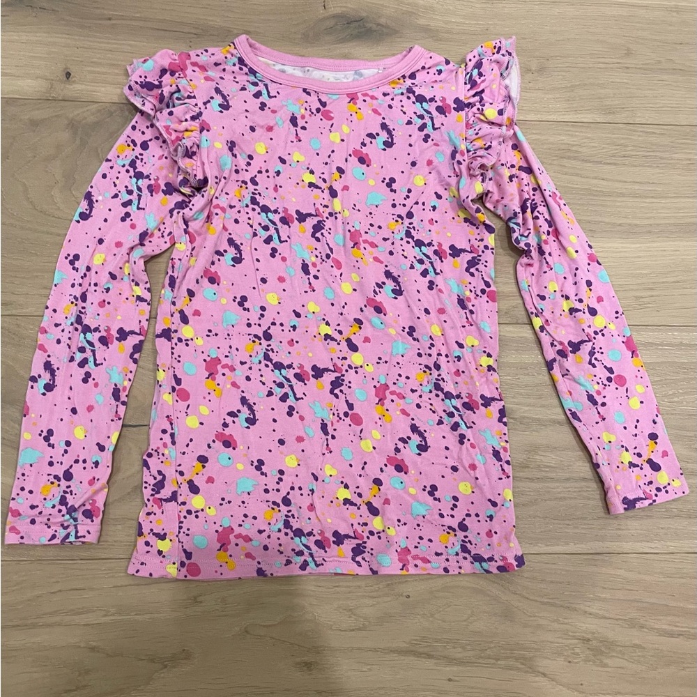 Little Sleepies Pink paint party flutter long sleeve shirt